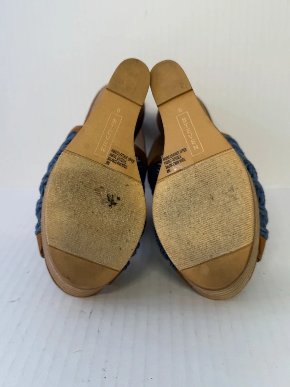 Steve Madden Blue Macramé Wedge Sandals Size 6 Resort Boho Platform Heels